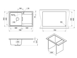 Мойка кухонная Granula 7804, ТУРМАЛИН
